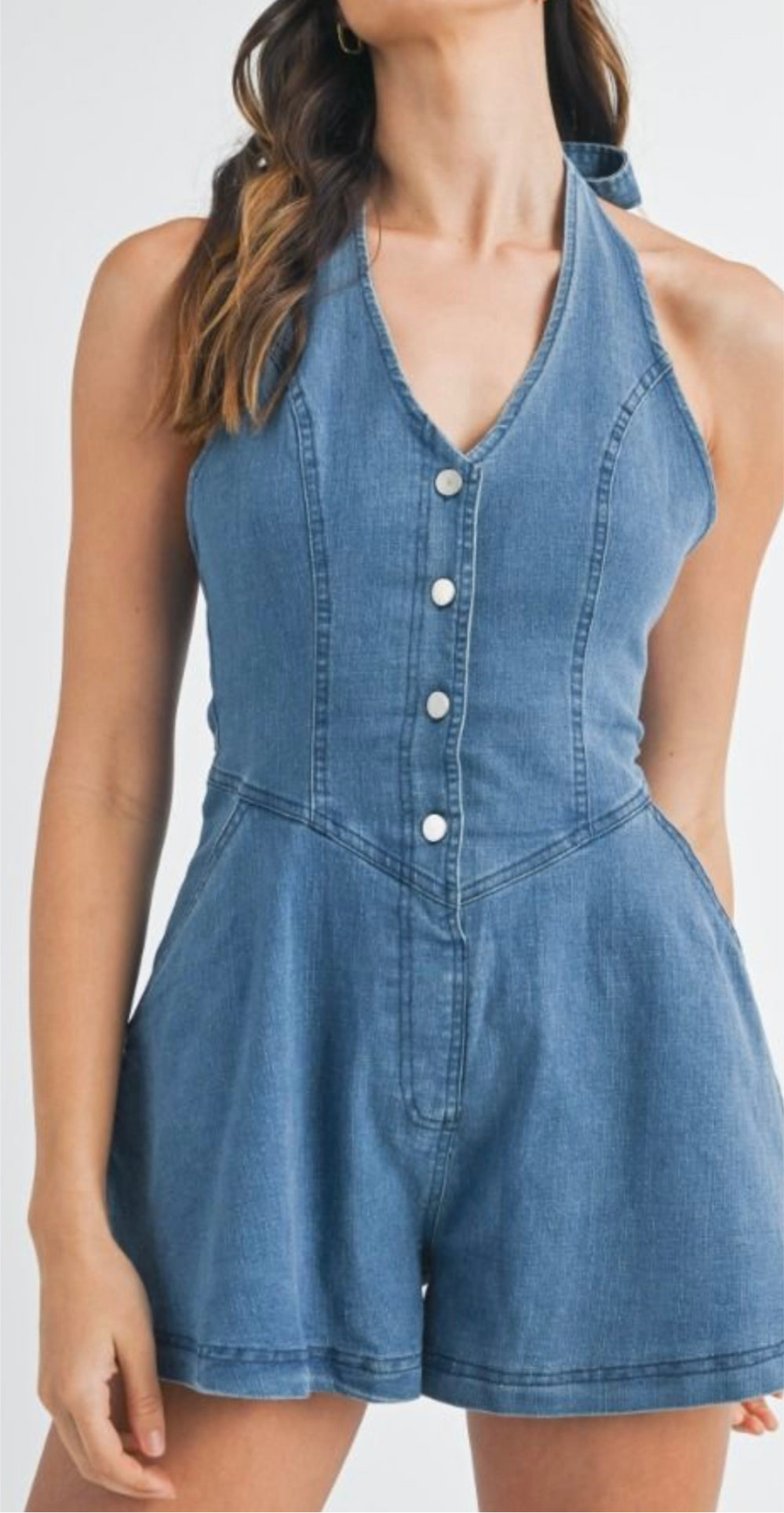 Halter Denim Romper