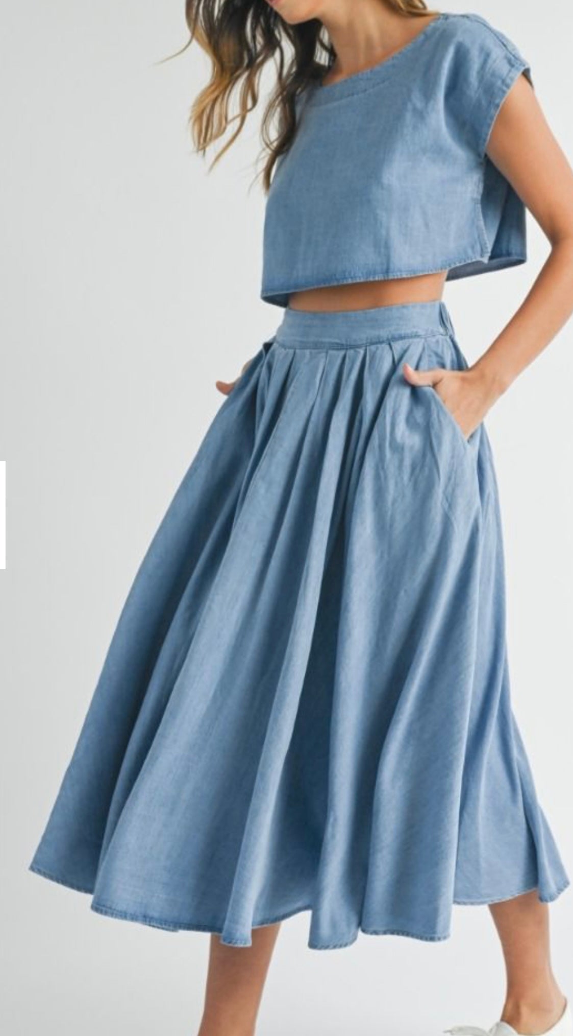 Denim Crop Top & Skirt Set PREORDER 12/20/24 Aprox