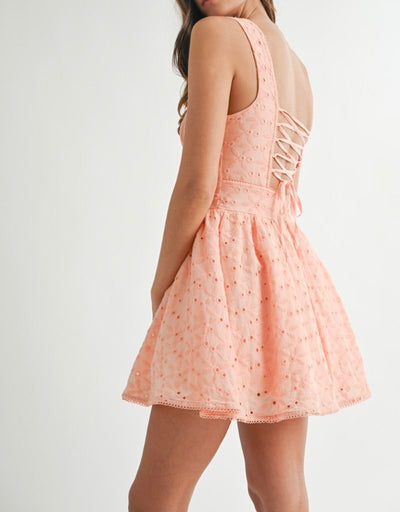 Peach Eyelet Dress PREORDER 05/01/25 Aprox