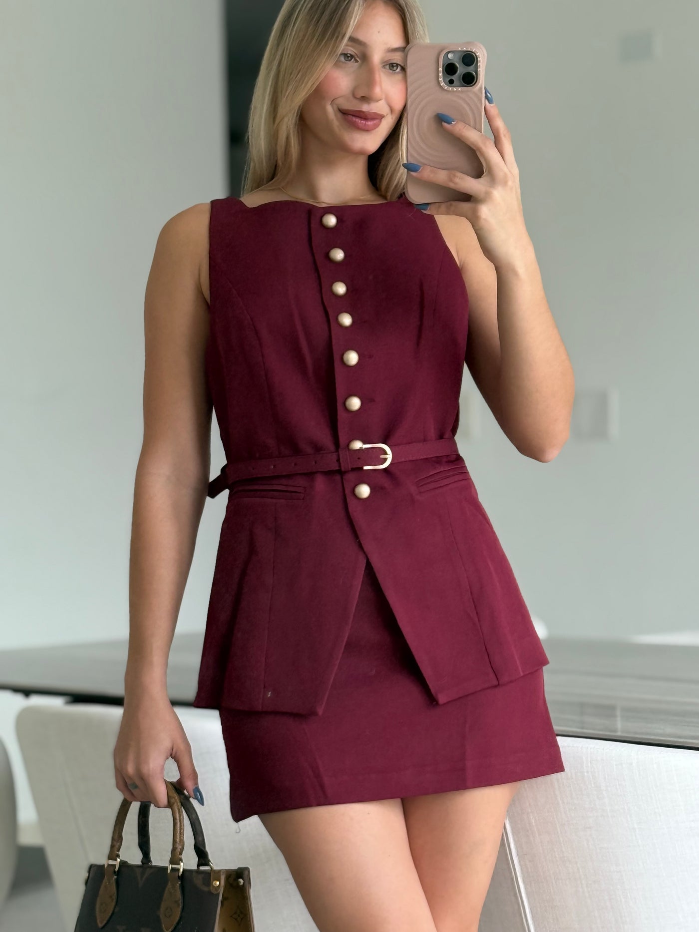 Wine Short dress PREORDER 09/05/25 Aprox