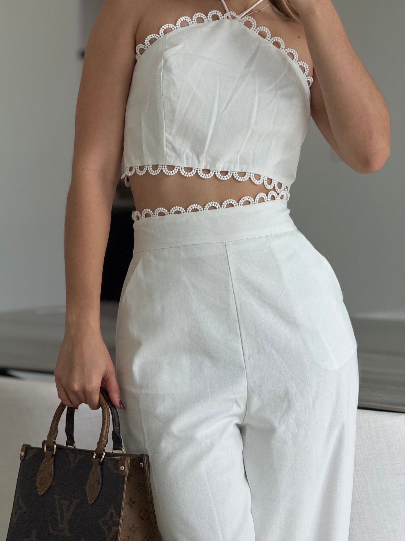 Scallop Trim Pant Set        Exclusive Collection