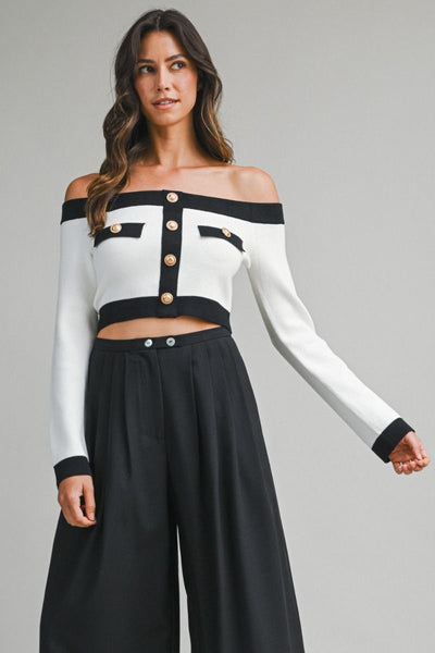 Off Shoulder Crop Top PREORDER 12/10/25 Aprox