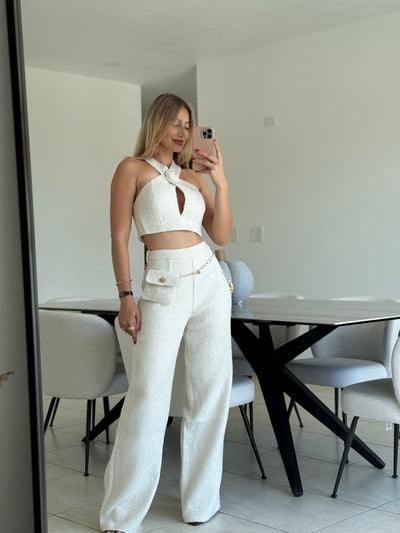 Sequined Tweed Top & Pant Set      PREMIUM COLLECTION