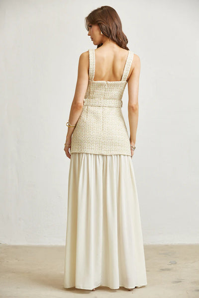 Gold Tweed Dress PREORDER 10/25/25 Aprox                  PREMIUM COLLECTION