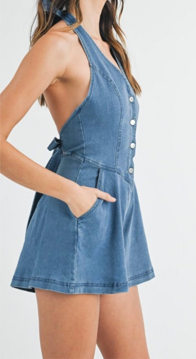 Halter Denim Romper