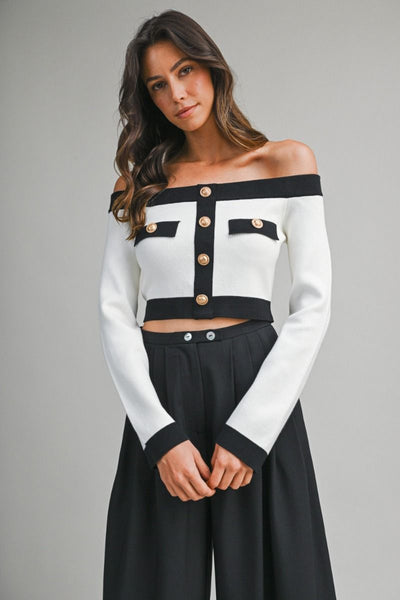 Off Shoulder Crop Top PREORDER 12/10/25 Aprox