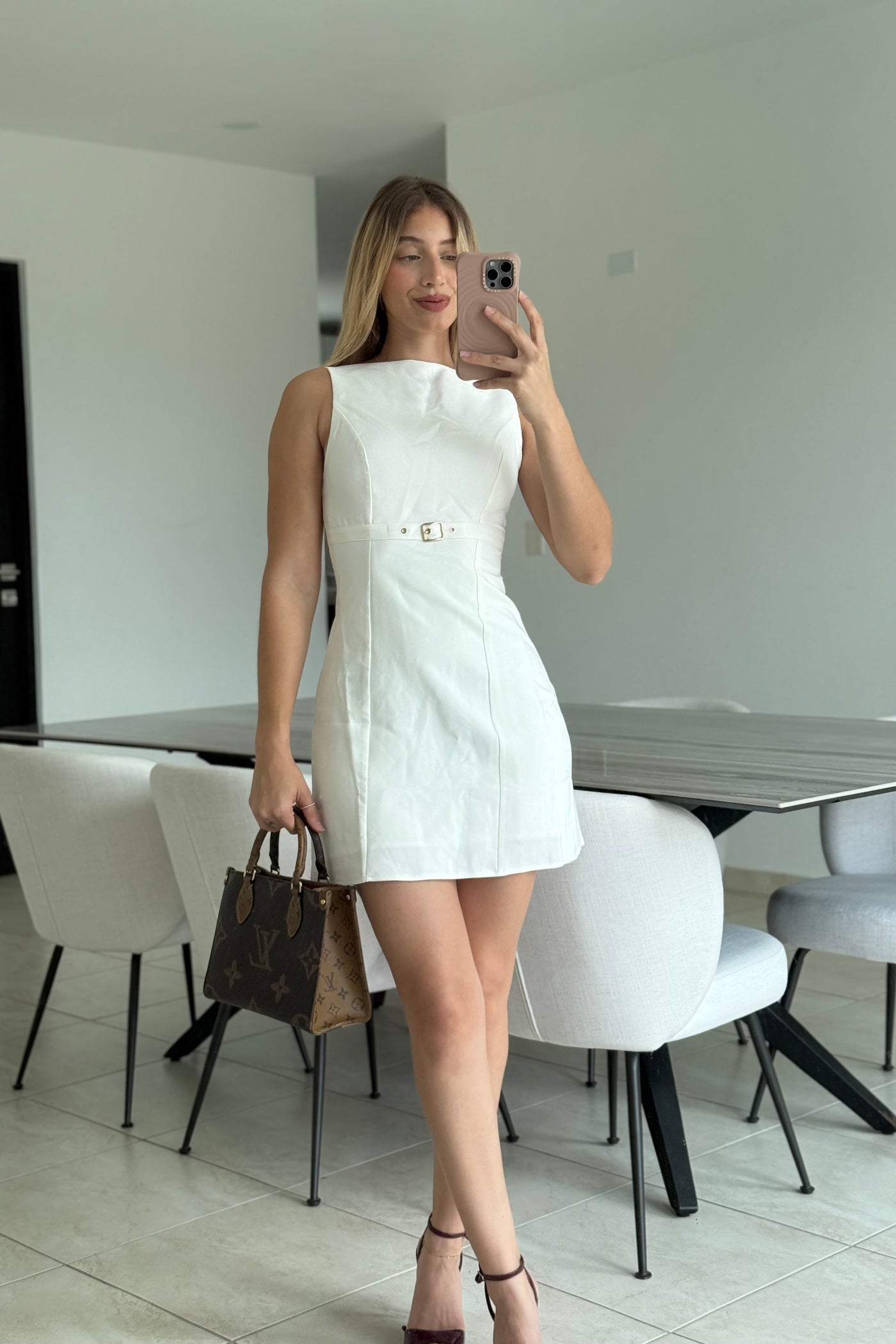 Boat Neck Mini Dress