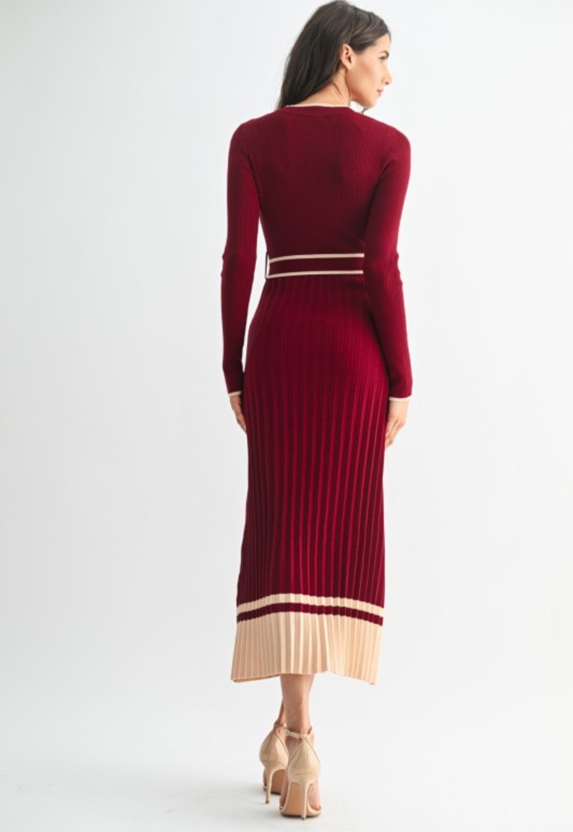 Burgundy Ribbed Midi Dress PREORDER 09/18/25 Aprox