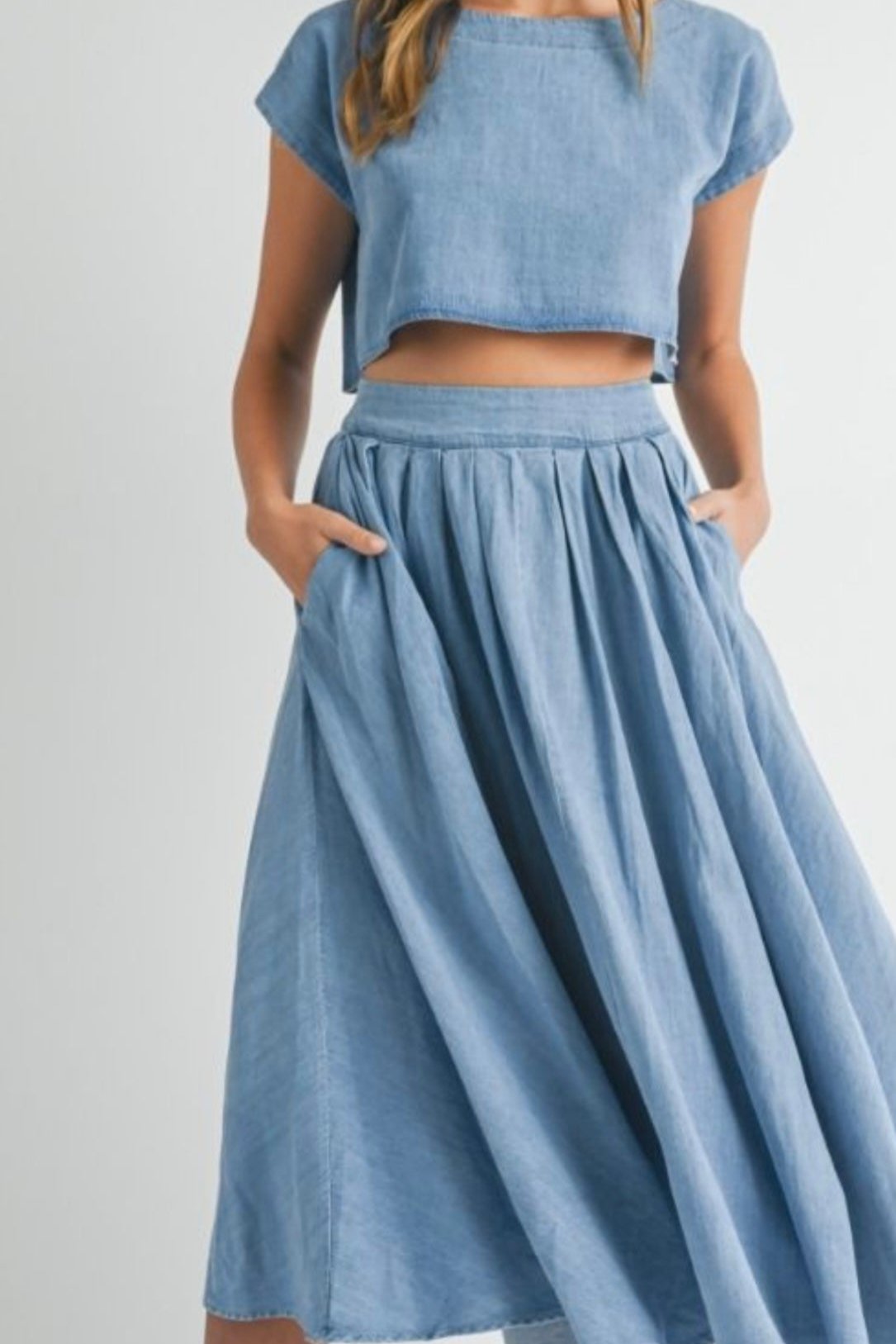 Denim Crop Top & Skirt Set PREORDER 12/20/24 Aprox