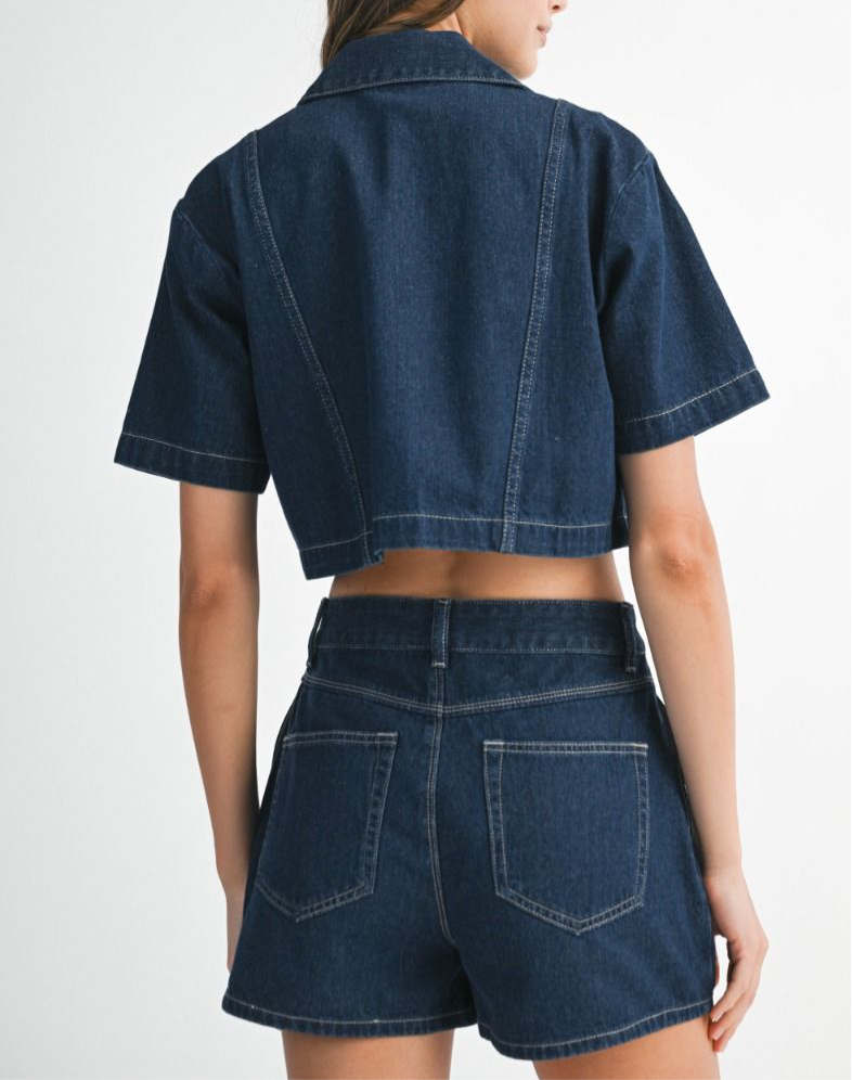 Button Down Crop Top & Skort Set