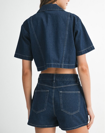 Button Down Crop Top & Skort Set