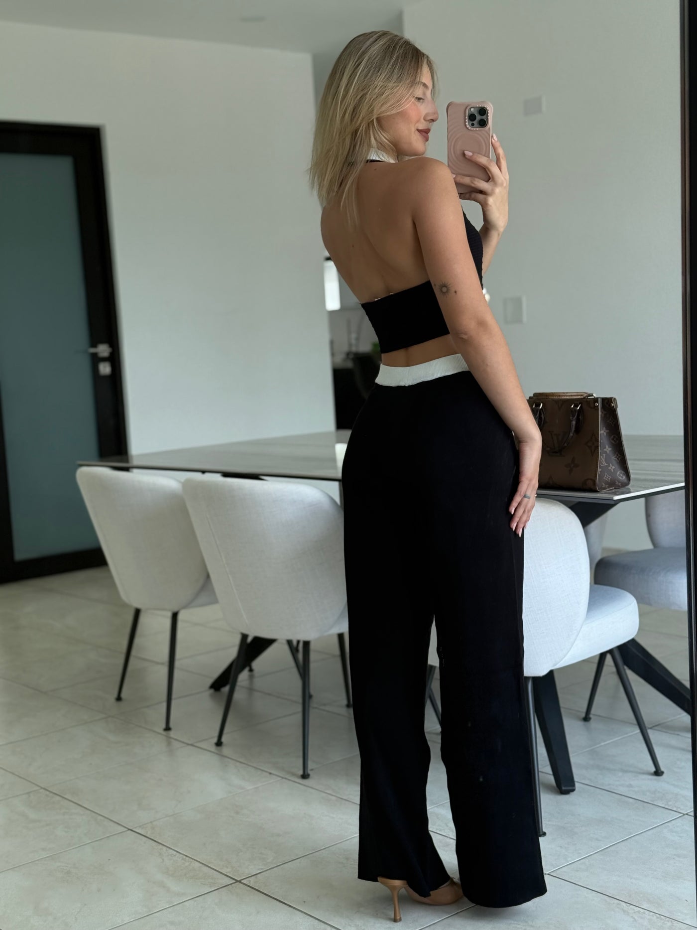 Contrast Trim Pant Set