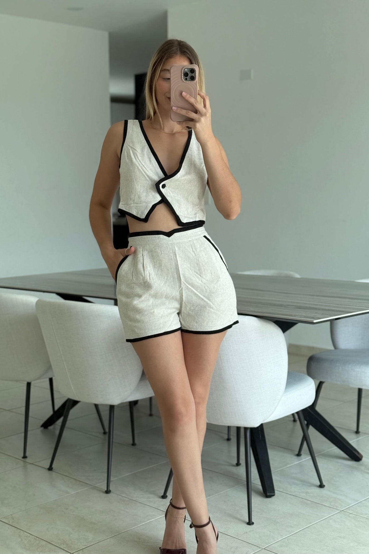 Linen Sleeveless Pant Set