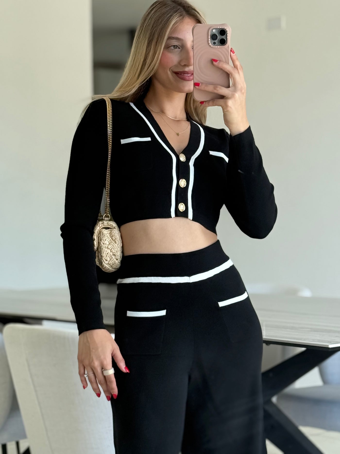 Cardigan Top & Hoght Waist Pant