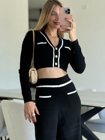 Cardigan Top & Hoght Waist Pant