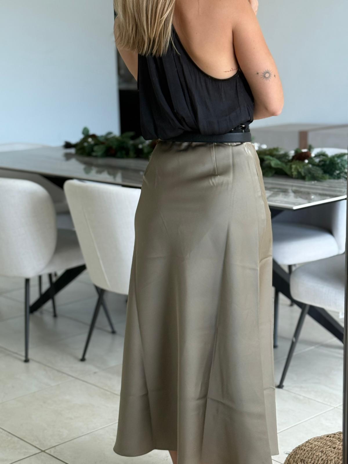 Olive Satin Skirt