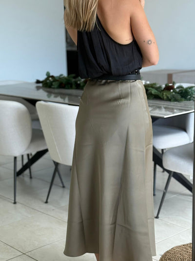 Olive Satin Skirt