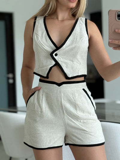Linen Sleeveless Pant Set