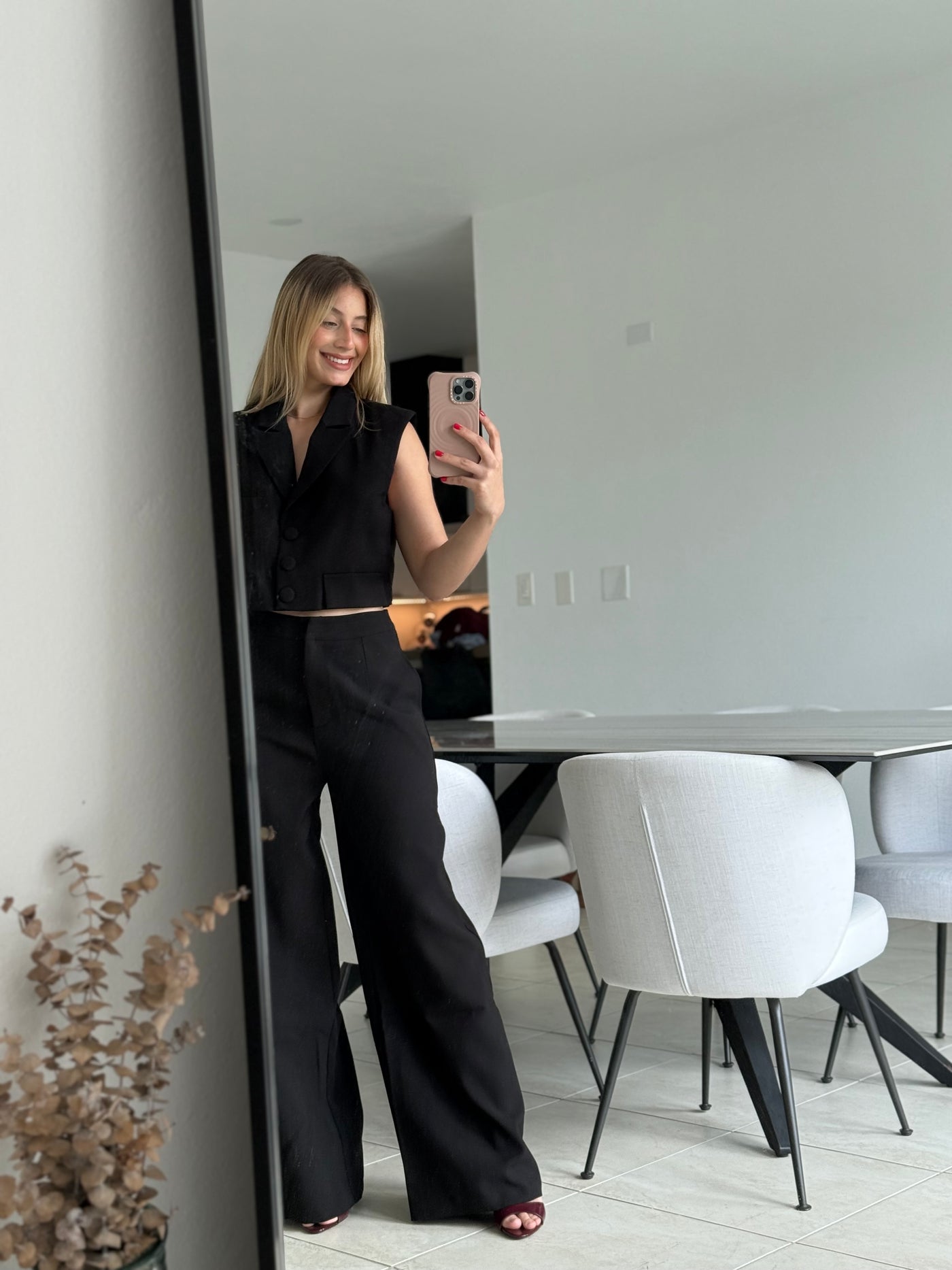 Button Down Crop Top Pant Set      PREMIUM COLLECTION