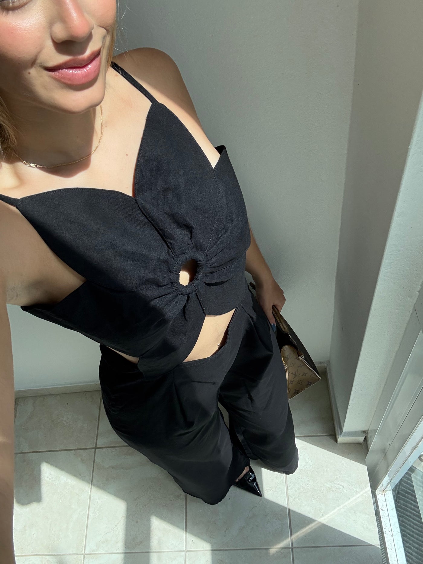 Black Floral Cut Out Jumpsuit PREORDER 05/24/25 Aprox   PREMIUM COLLECTION