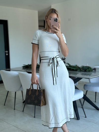 White Trim Midi Dress