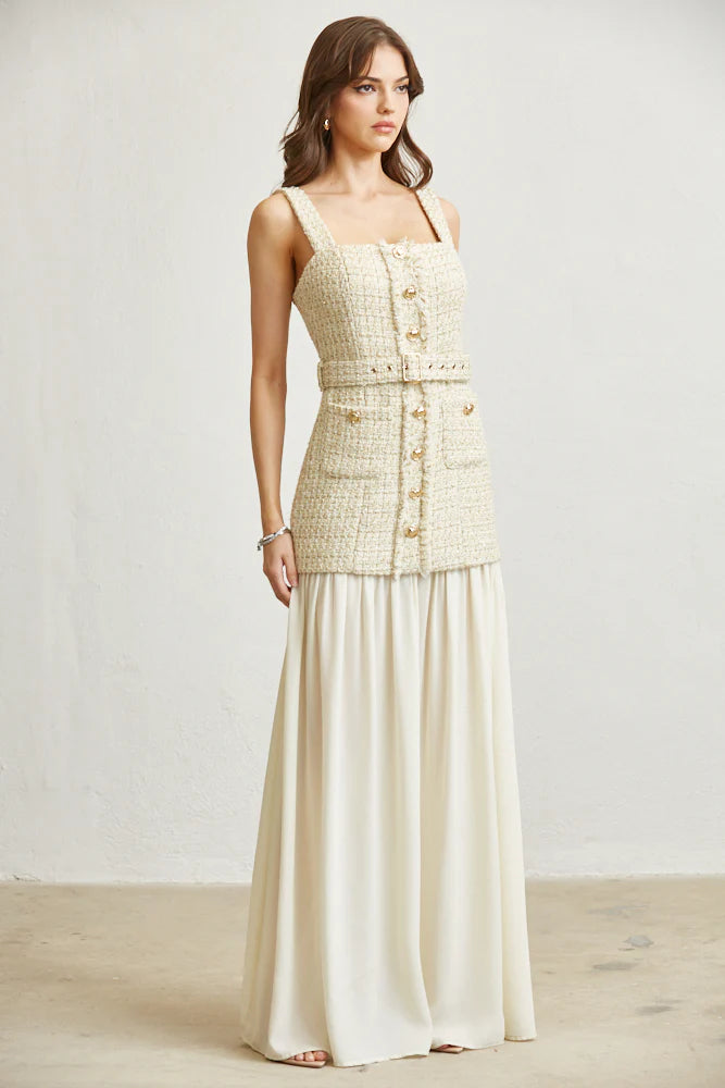 Gold Tweed Dress PREORDER 10/25/25 Aprox                  PREMIUM COLLECTION