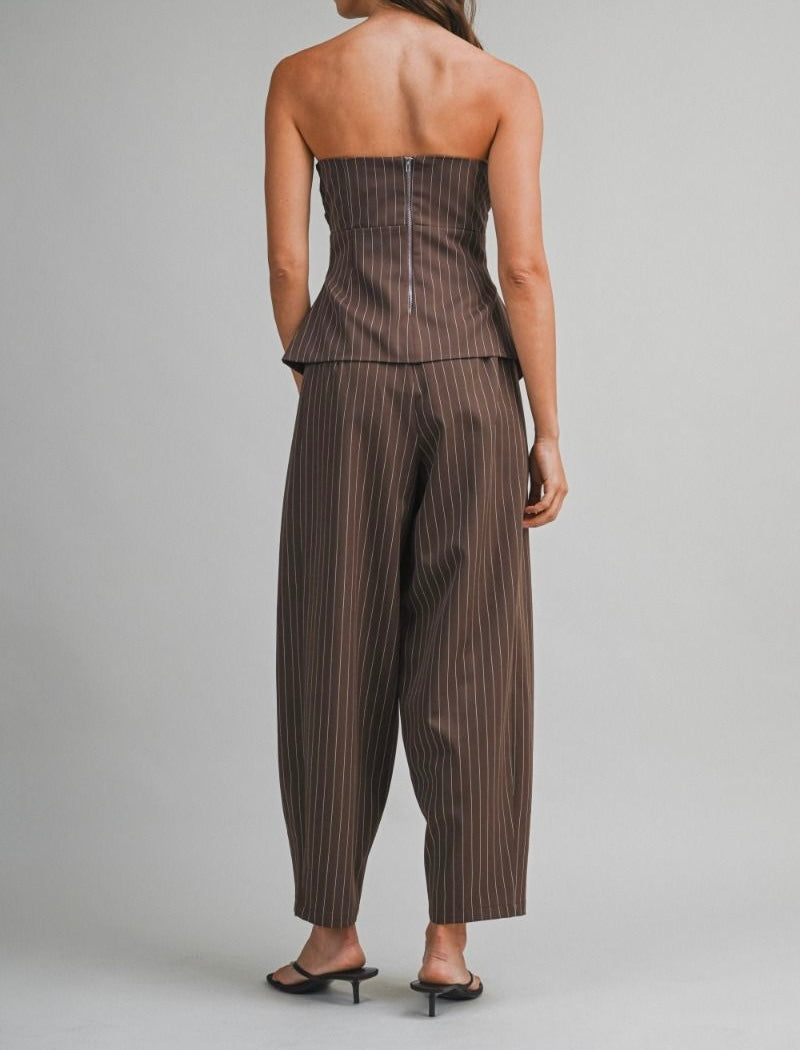 Pinstripe Strapless Pant Set PREORDER 12/22/25 Aprox
