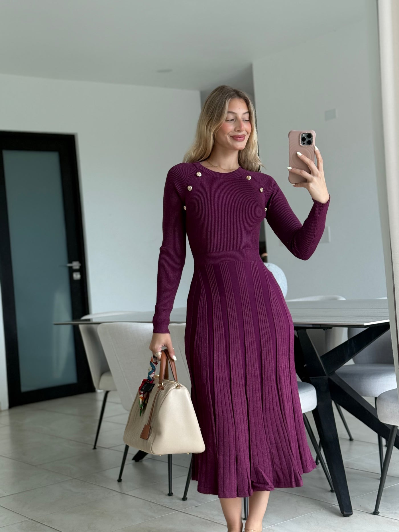 Orchid Metallic Knit Dress