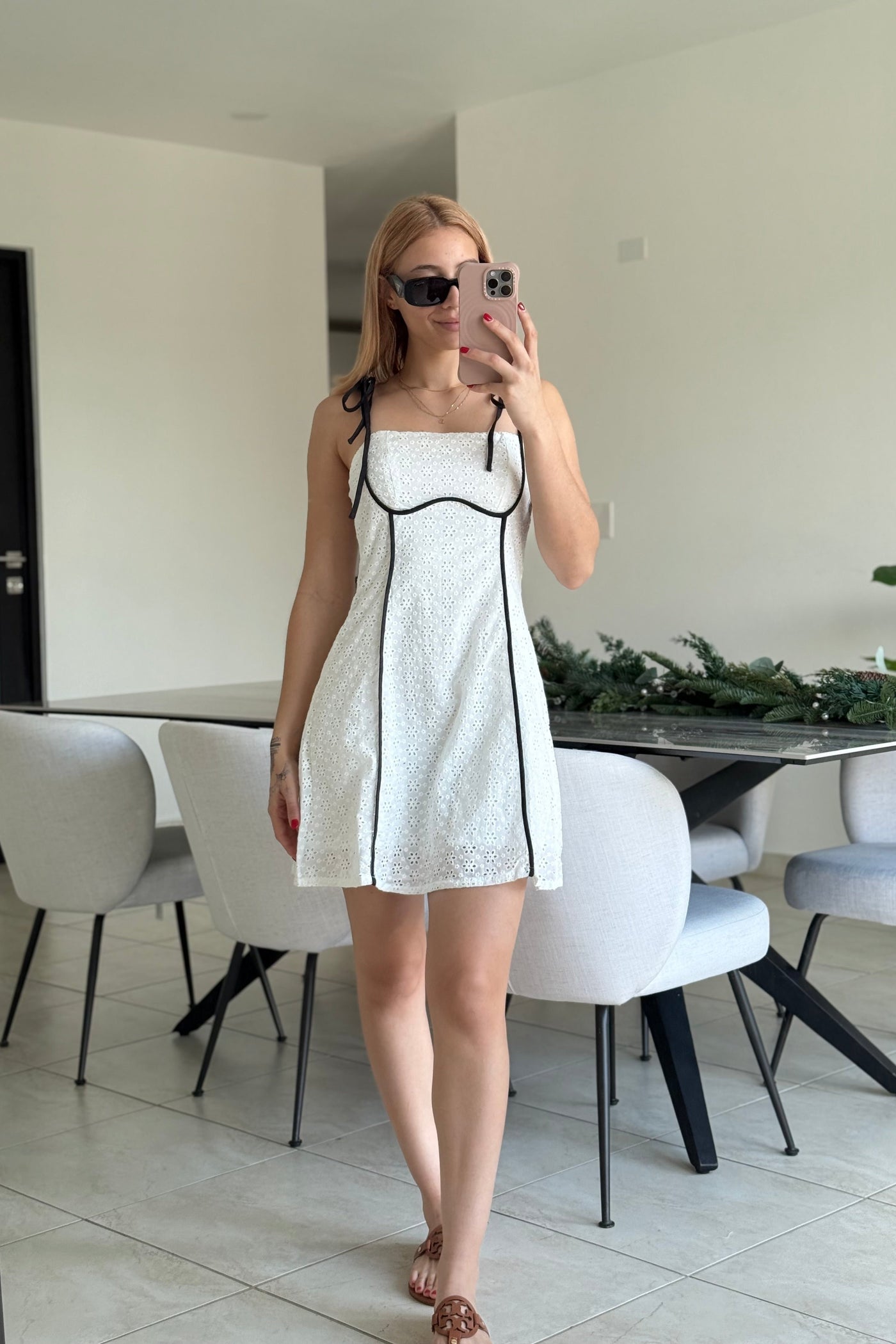 White Short Trim Dress