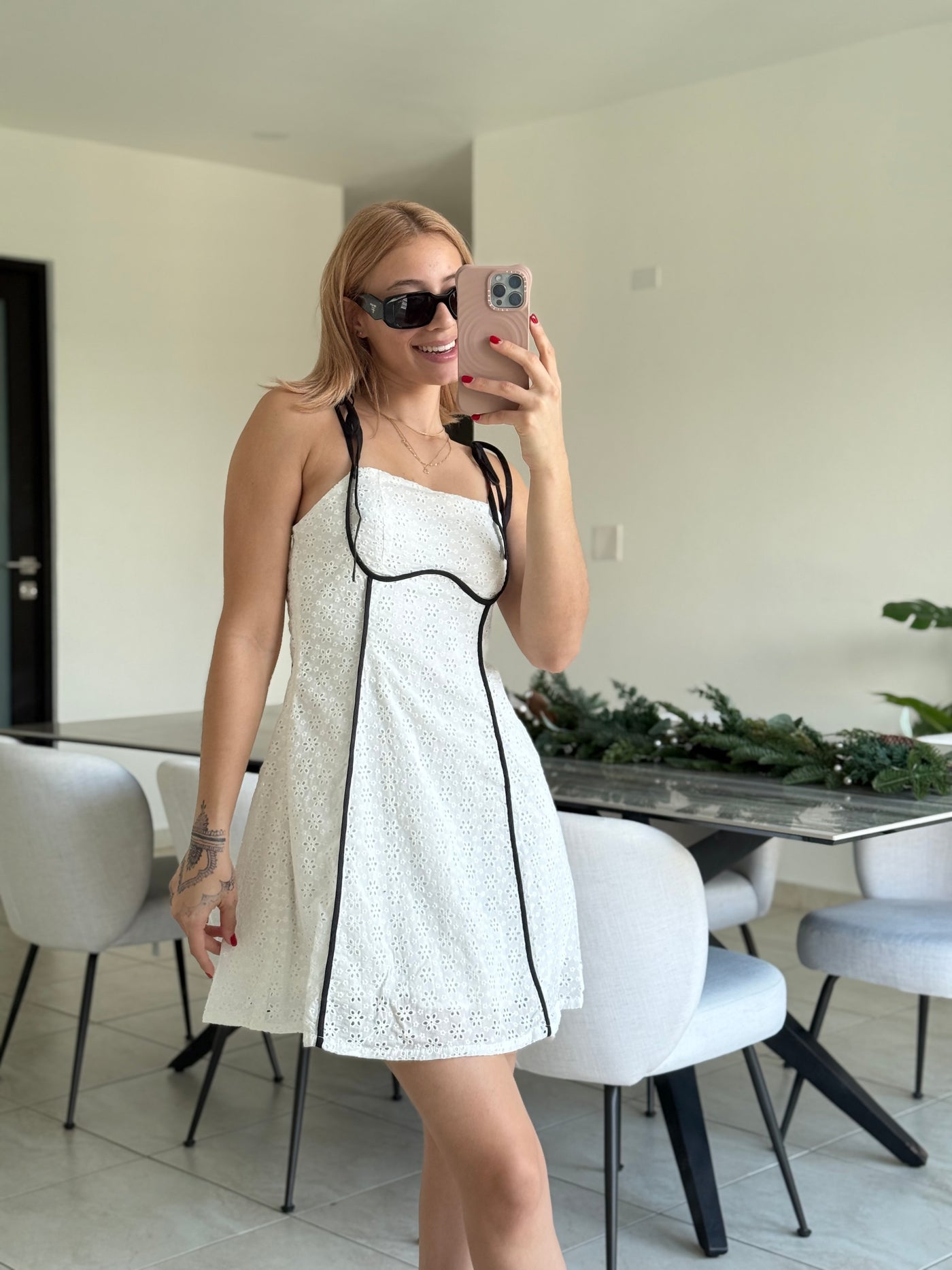 White Short Trim Dress