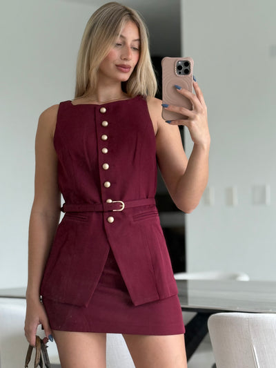 Wine Short dress PREORDER 09/05/25 Aprox