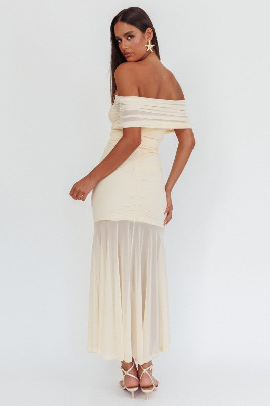 Off Shoulder Cream Dress PREORDER January/10/2026 Aprox