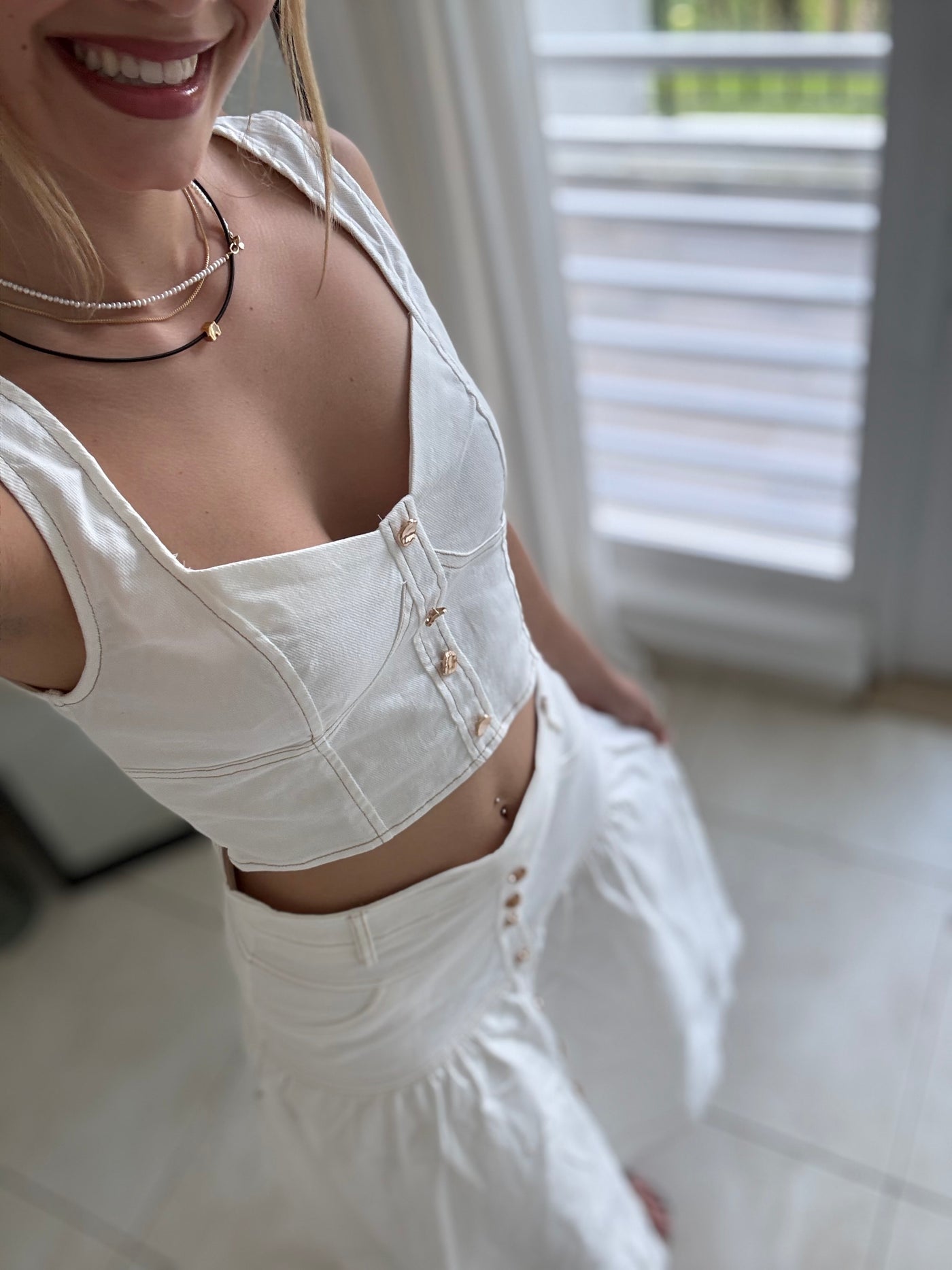 White Crop Top & Skirt Set