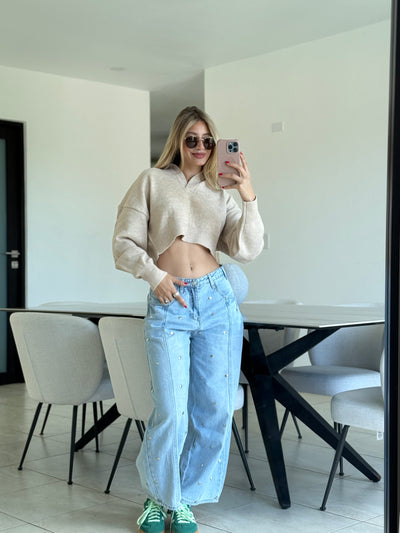 Knit Collar Long Sleeve