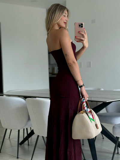 Cherry Scallop Strappless Dress