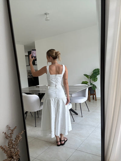 White Crop Top & Skirt Set