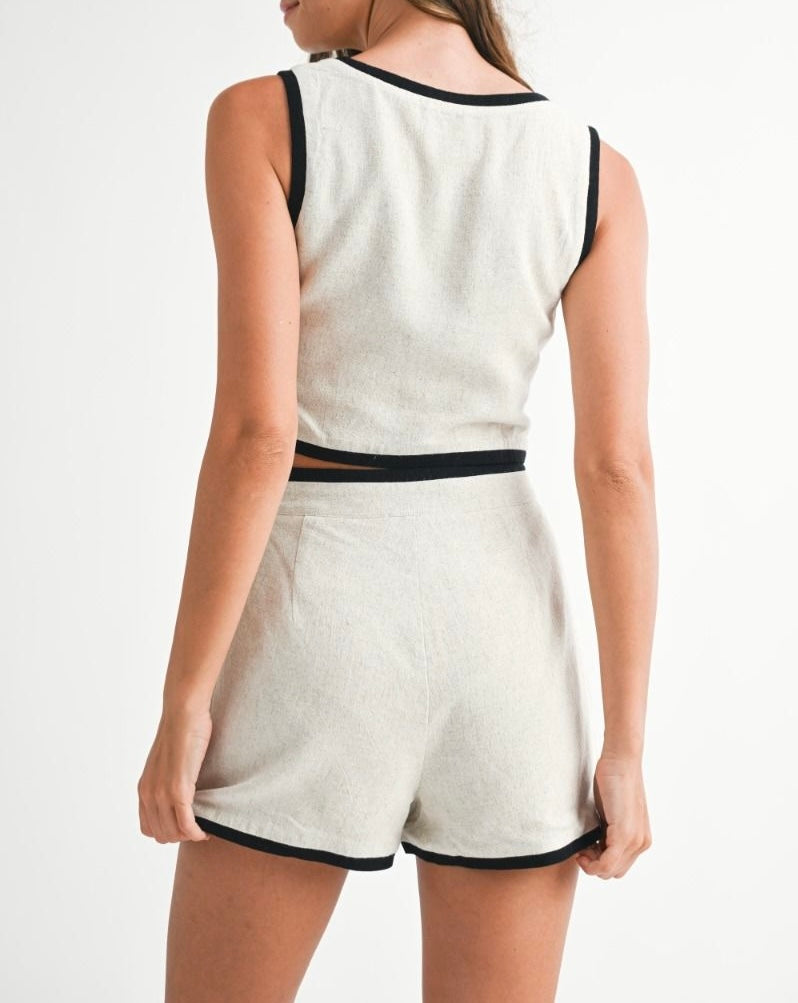 Linen Sleeveless Pant Set