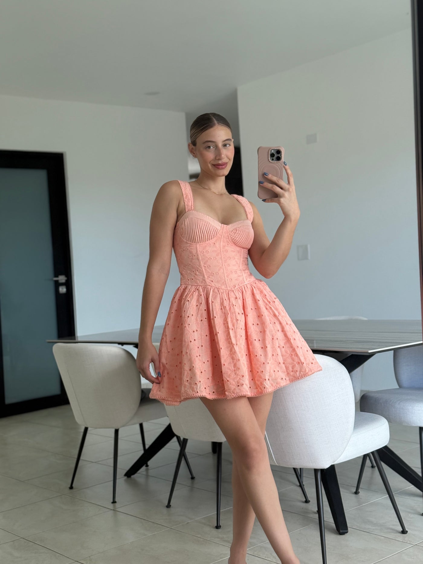 Peach Eyelet Dress