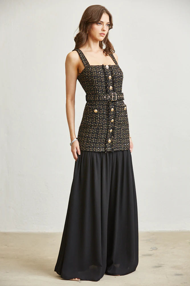 Gold Tweed Dress PREORDER 10/25/25 Aprox                  PREMIUM COLLECTION