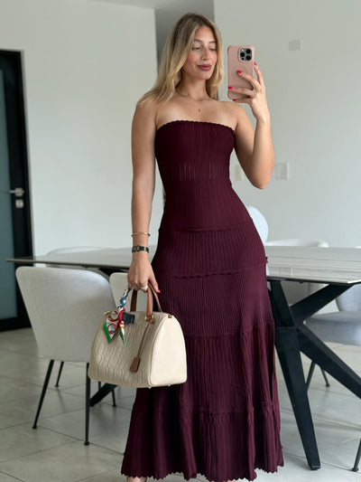 Cherry Scallop Strappless Dress