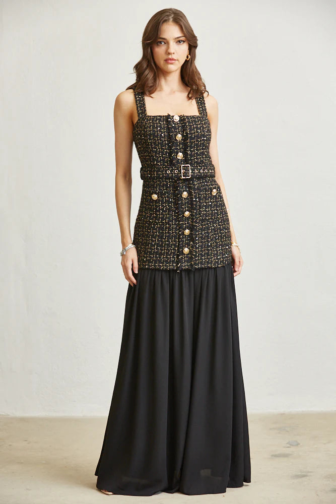 Gold Tweed Dress PREORDER 10/25/25 Aprox                  PREMIUM COLLECTION