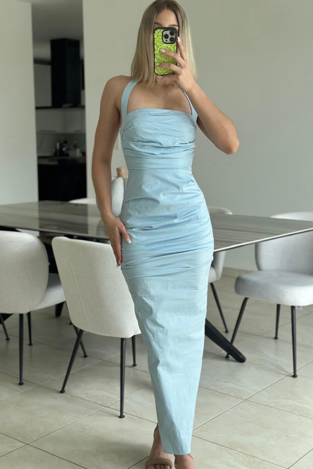 Sky Blue Halter Dress