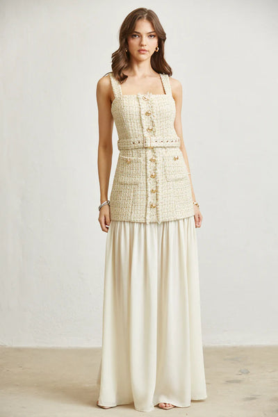 Gold Tweed Dress PREORDER 10/25/25 Aprox                  PREMIUM COLLECTION