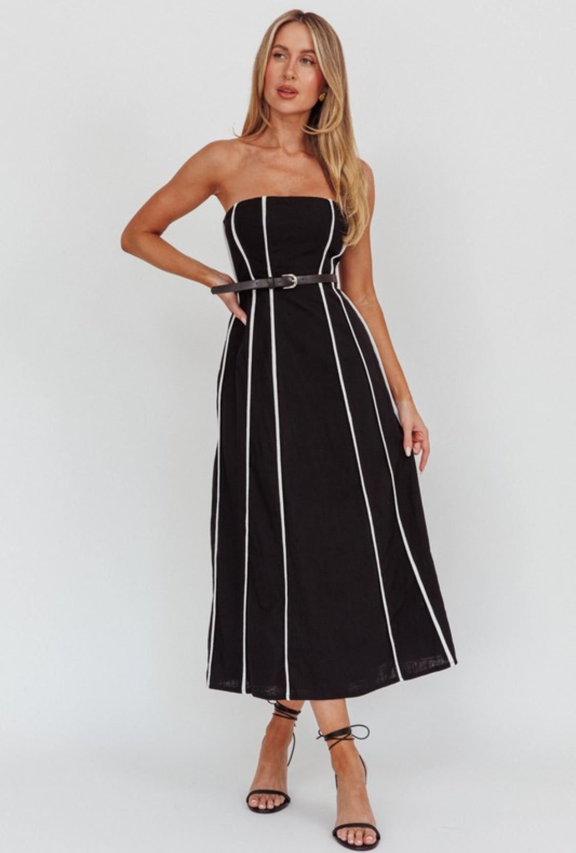 Contrast Trim Midi Dress