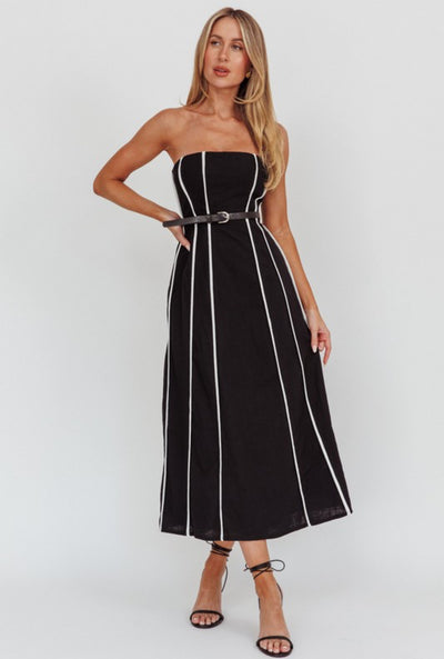 Contrast Trim Midi Dress