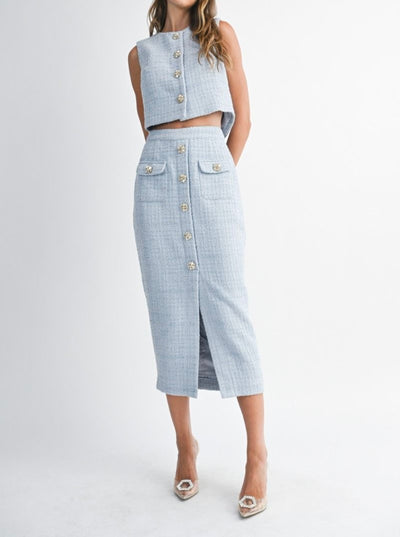 Crop Vest Top & Skirt Set PREMIUM COLLECTION