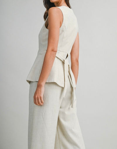 Solid Button Down Vest & Pant Set