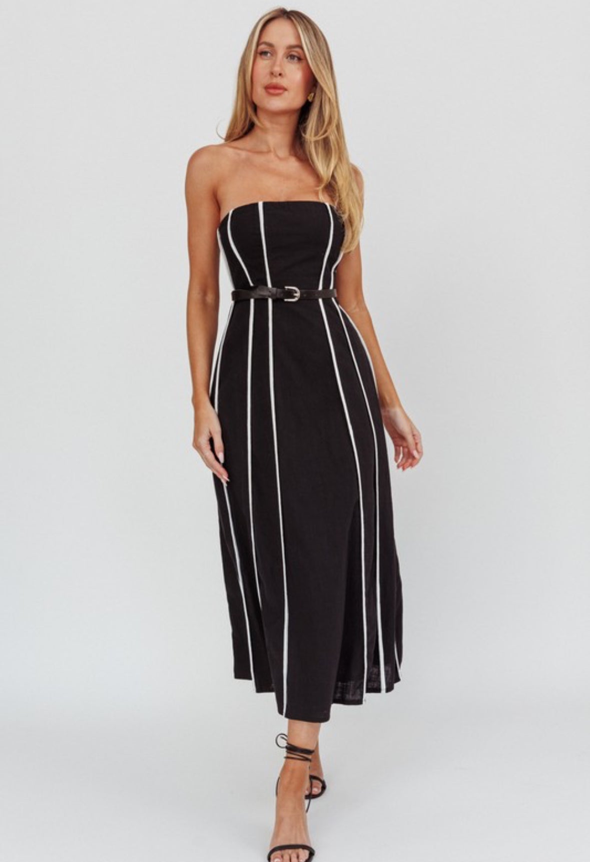 Contrast Trim Midi Dress