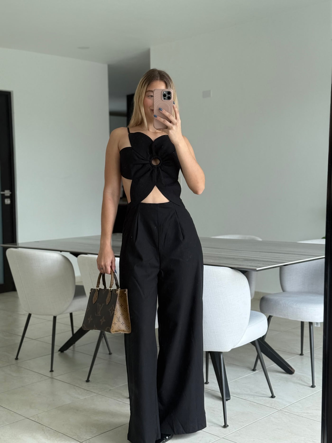 Black Floral Cut Out Jumpsuit PREORDER 05/24/25 Aprox   PREMIUM COLLECTION