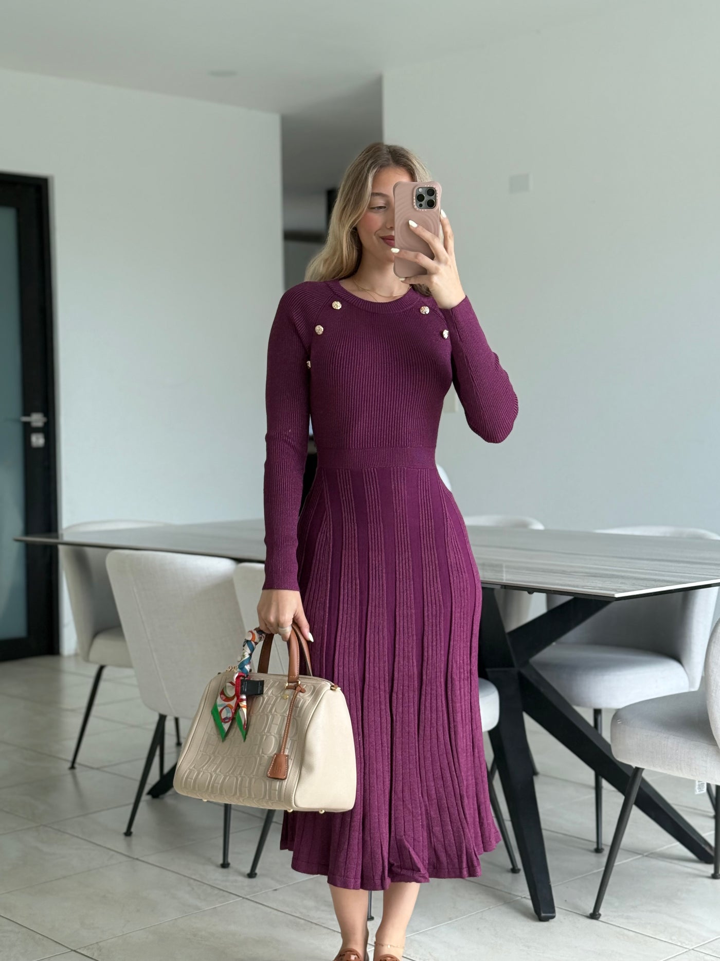 Orchid Metallic Knit Dress